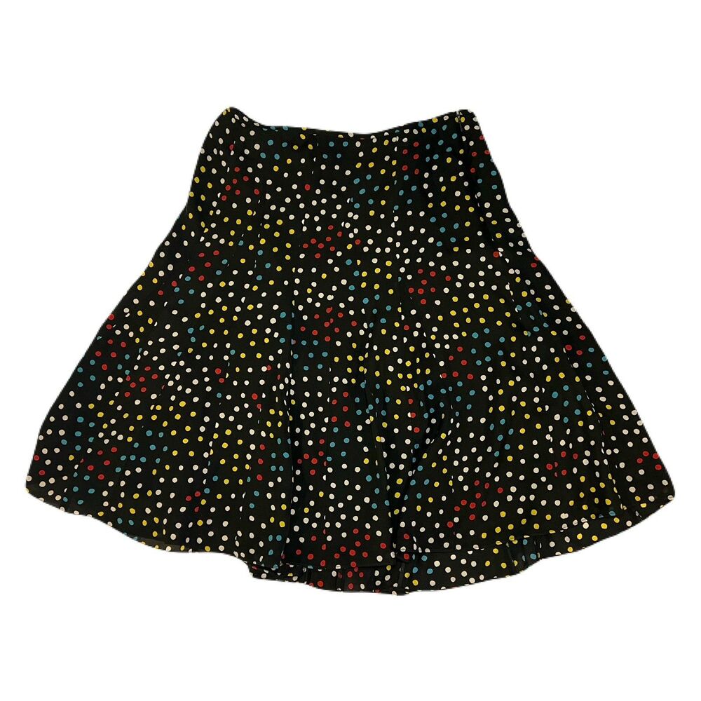 Jones New York Silk Flare Skirt Women Sz 10 Chiffon Chic Modern Office Polka-Dot
